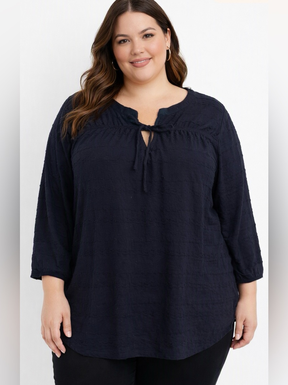 C.J Banks Women’s Tunic Style Blouse in Navy Blue Sz 3X